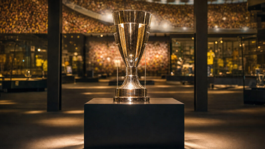 Staffelfinale im Fußballmuseum Silberner TV-Pokal im Deutschen Fußballmuseum bei warmem Licht