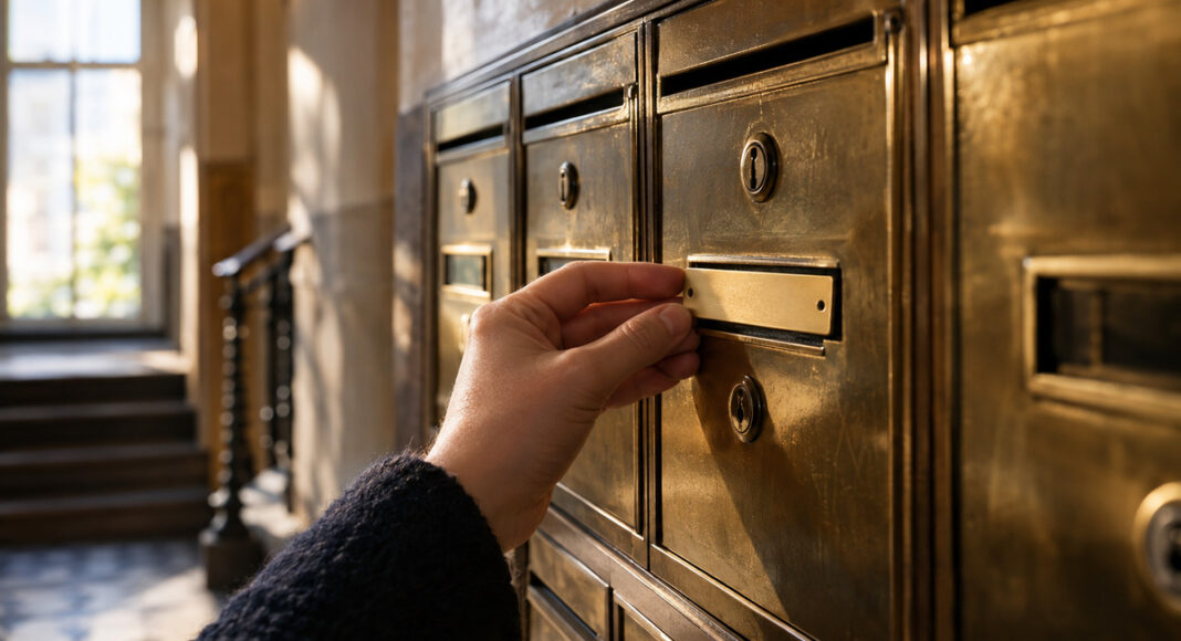 Neues Firmenschild am Briefkasten