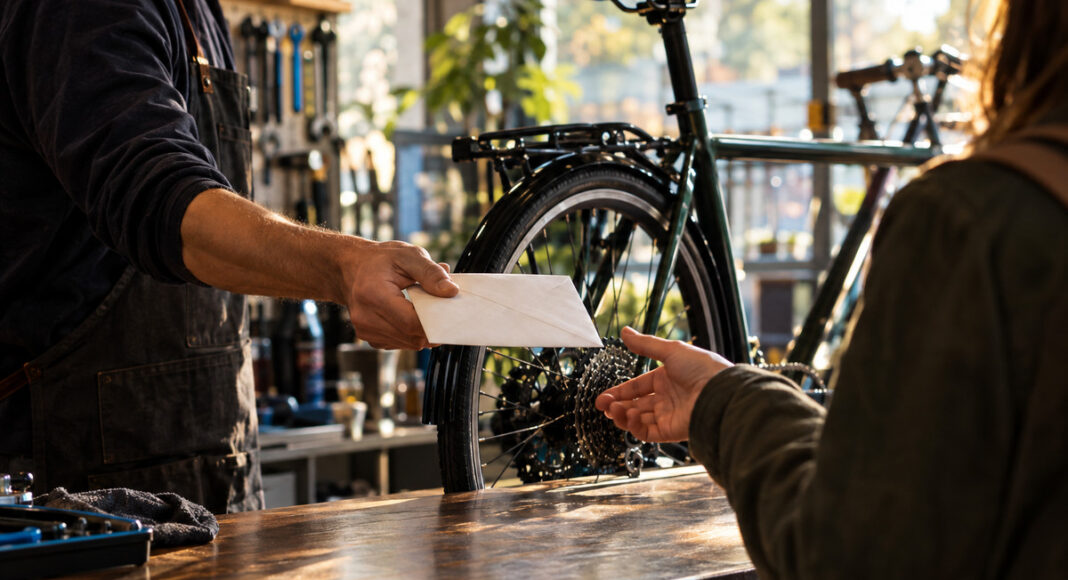 Umschlag an der Fahrradtheke