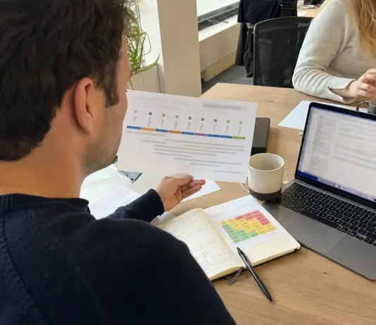 Gründerteam prüft Unterlagen und Zeitplan zur KI-Compliance nach dem EU AI Act.