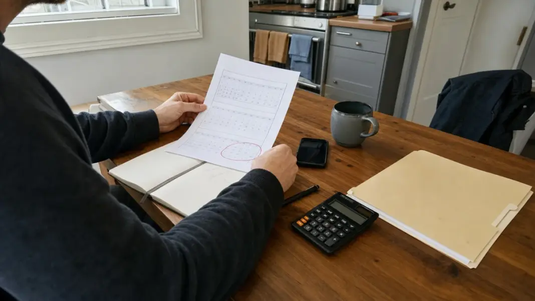 Arbeitslosenversicherung-selbststaendige Selbstständige Person plant Frist für freiwillige Arbeitslosenversicherung am Arbeitstisch.