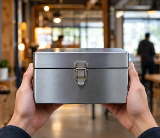 Verschlossene Metallkassette für sensible Nachweise im Startup-Hiring