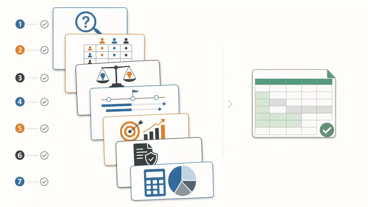 IGP-Unterlagen-Checkliste Grafische Checkliste mit Projektunterlagen und separat eingeordnetem Business-Sheet für die IGP-Skizze.