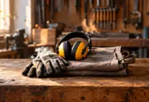 Unmarkierte Arbeitsausrüstung in einer kleinen Werkstatt für einen neuen Mitarbeiter