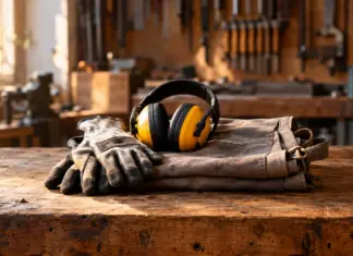Unmarkierte Arbeitsausrüstung in einer kleinen Werkstatt für einen neuen Mitarbeiter