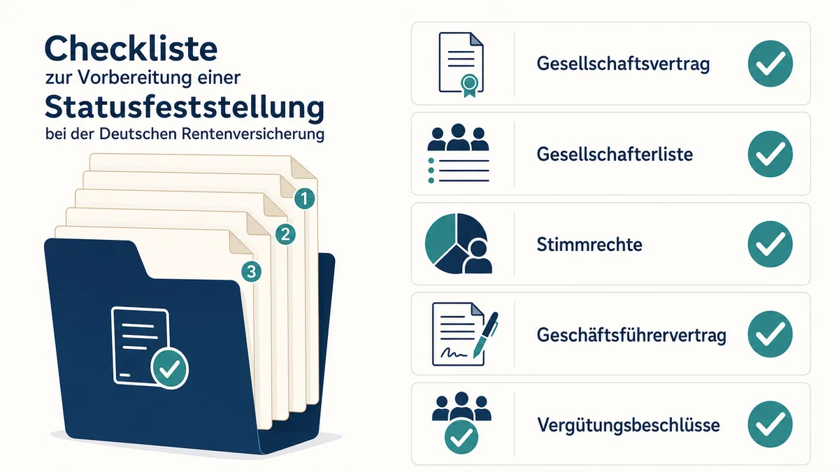 Statusfeststellung-dokumente Dokumenten-Checkliste für die Statusfeststellung von GmbH-Geschäftsführer:innen.