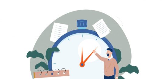 Darstellung von Zeitmanagement durch eine Uhr und einen Kalender