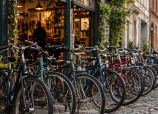 Bikesale.de möchte das Onlineportal für Fahrräder werden Gebrauchte Fahrräder vor einer Fahrradwerkstatt