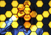 Blockchainnetzwerk dargestellt als Bienenwaben