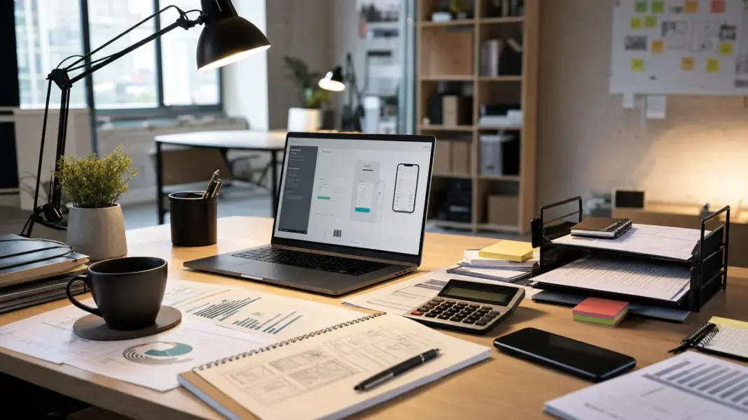 bootstrapping-startup-eigenmittel Schlanker Startup-Arbeitsplatz mit Finanzplanung für ein Bootstrapping Startup