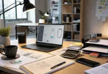 Bootstrapping Startup 2026: Wann du mit Eigenmitteln besser fährst Schlanker Startup-Arbeitsplatz mit Finanzplanung für ein Bootstrapping Startup