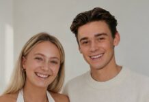 Die Cropsta-Gründer Charlotte Lieben und Mike Leon Lichtenberg lächeln vor einer hellen Wand