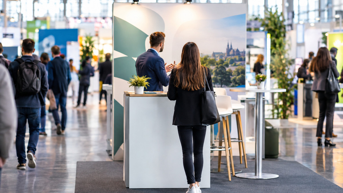 Chance 2027: Helle Messehalle einer Gründermesse in Mitteldeutschland