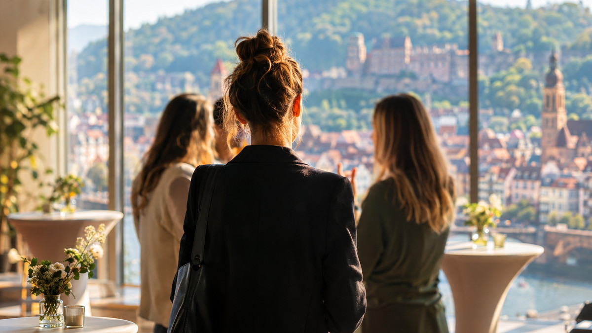 Gründerinnentag Rhein-Neckar 2027: Heller Saal mit Stehtischen