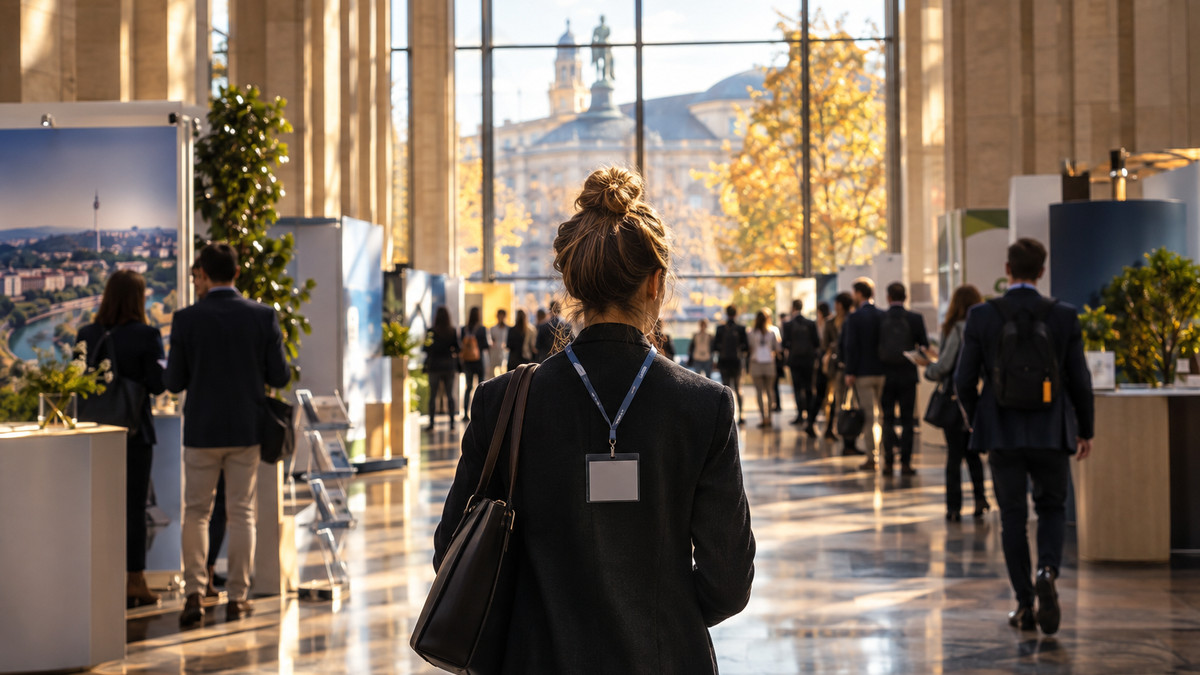 Gründertag Stuttgart 2026: Foyer eines großen Kammergebäudes in Stuttgart mit Informationsständen