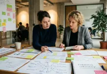 Förderung Gründerinnen 2026: Diese Netzwerke, Programme und Schritte helfen jetzt wirklich Zwei Gründerinnen planen Förderprogramme und Finanzierung in einem modernen Startup-Umfeld.