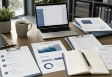 Gehaltsangabe in Stellenanzeigen 2026: Was Startups jetzt vorbereiten sollten Schreibtisch mit Unterlagen zur Gehaltsangabe in Stellenanzeigen und Recruiting-Prozess