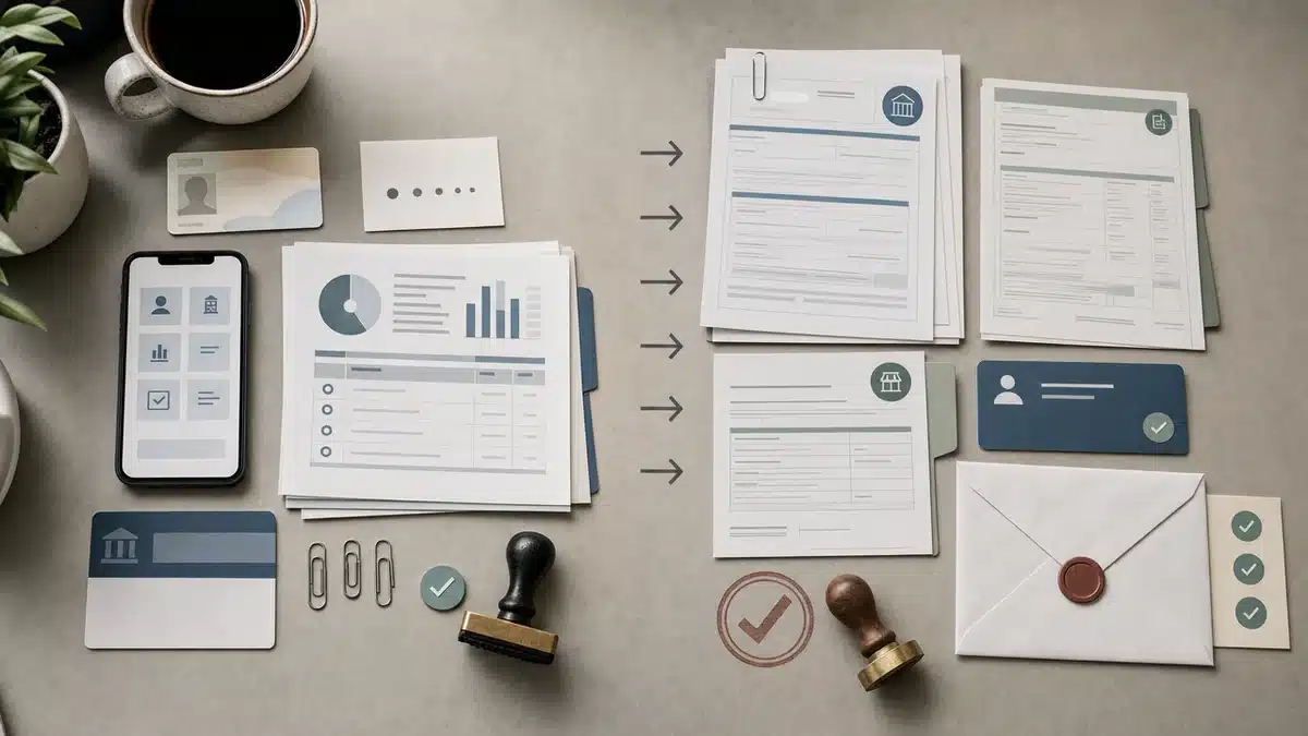 Checklisten-Grafik für die digitale Unternehmensgründung vor und nach dem Notartermin