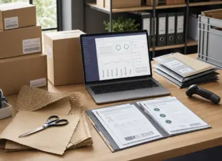 Versandmaterial und Unterlagen zur LUCID-Compliance in einem Online-Shop