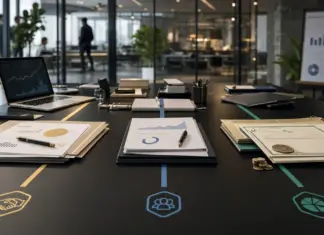 Symbolische Darstellung von Mitarbeiterbeteiligung im Startup mit VSOP, ESOP und echten Anteilen