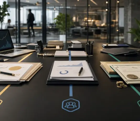 Symbolische Darstellung von Mitarbeiterbeteiligung im Startup mit VSOP, ESOP und echten Anteilen