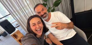 Mia und Karim Allouche, Gründer von move2pay, lachen gemeinsam in die Kamera