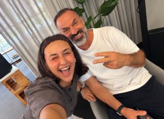 Mia und Karim Allouche, Gründer von move2pay, lachen gemeinsam in die Kamera