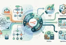 n8n Automatisierung für Startups: 7 Workflows, die Sales, Support und Ops wirklich entlasten Abstrakte Visualisierung von n8n Automatisierung für Startups mit verknüpften Sales-, Support- und Ops-Workflows