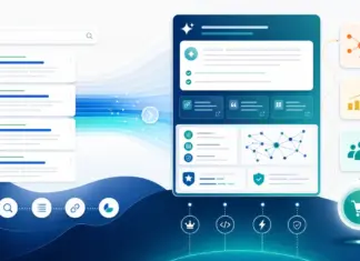 Abstrakte Visualisierung von SEO für AI Overviews mit Suchergebnissen und KI-Antworten
