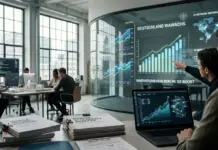 Modernes Startup-Office mit Wachstumsdiagrammen zum Startup-Boom Deutschland 2026