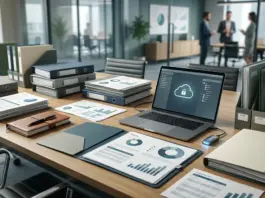 Strukturierter Startup Datenraum mit Verträgen, Finanzunterlagen und Due-Diligence-Dokumenten