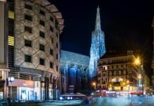 Auswandern nach Wien: Leben in Wien als Deutscher, Kosten, Wohnen und Arbeit Stephansplatz in Wien am Abend mit Blick auf den Stephansdom